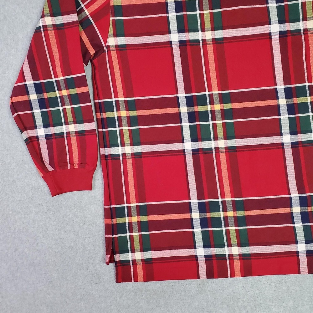 Chaps Ralph Lauren Polo Shirt Mens Large Red Plaid Long Sleeve Denim Collar‎ - Picture 10 of 12